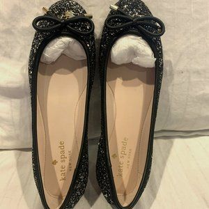 Kate Spade Size 5M Black-Silver-Glitter Willa Flats.